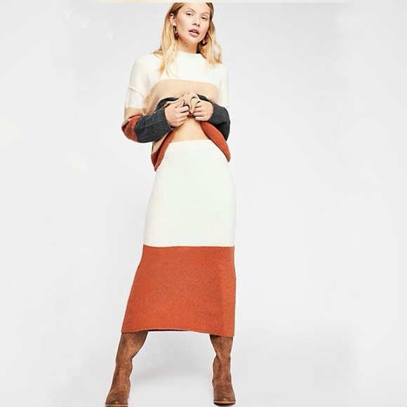 Free People Dresses & Skirts - Free People London Color Block Skirt and Sweater Set